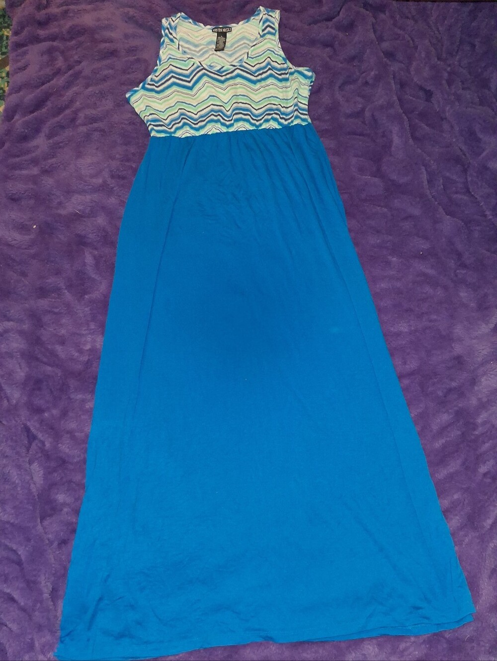 Blue Chevron-Top Maxi Dress